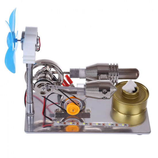 γ gammatype stirling engine generator model with led light bar & fan  science experiment educational toy