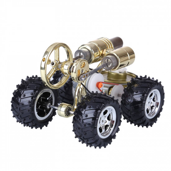 golden hot air stirling engine powered 4-wheel car engine model physical toy