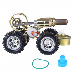 golden hot air stirling engine powered 4-wheel car engine model physical toy