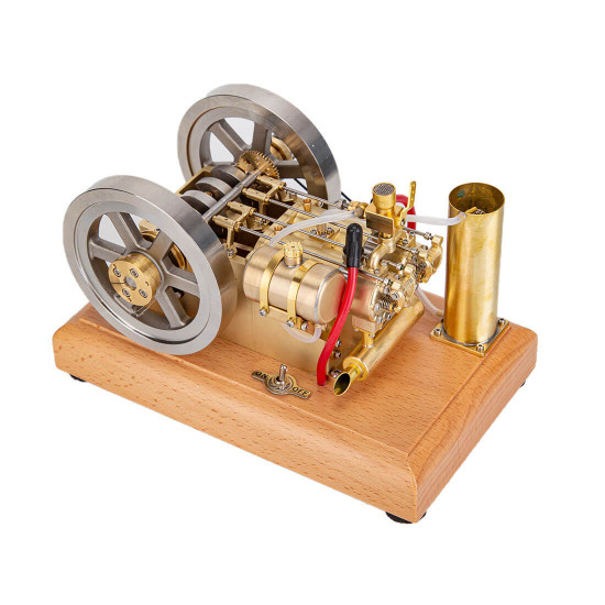 h76 5cc horizontal vintage stationary engine twin-cylinder ohv dual flywheel gasoline internal combustion engine model