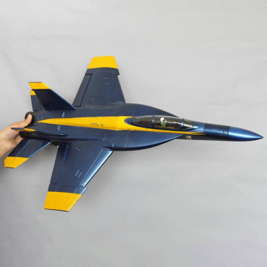 hand throwing epo foam rc fighter jet plane 475mm wingspan pnp - blue