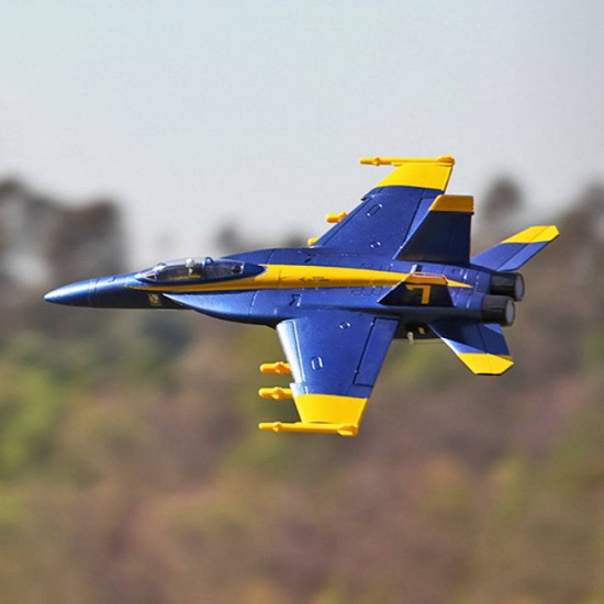 hand throwing epo foam rc fighter jet plane 475mm wingspan pnp - blue