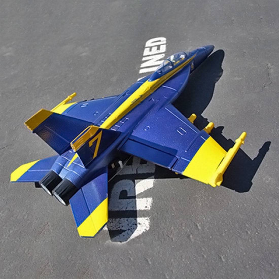 hand throwing epo foam rc fighter jet plane 475mm wingspan pnp - blue