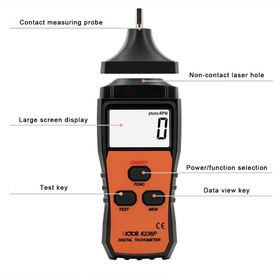 high-precision infrared laser contact tachometer measuring instrument