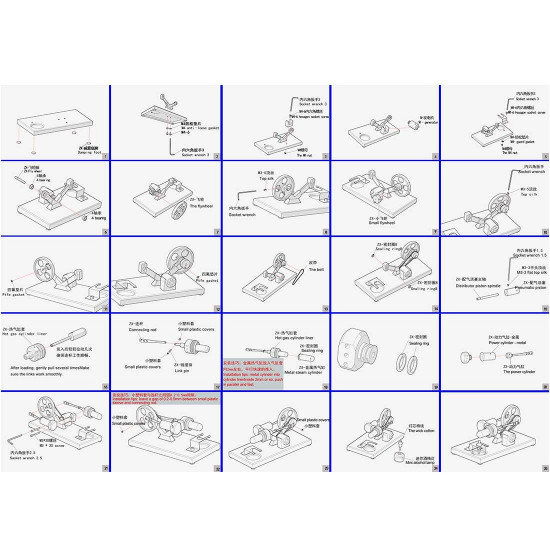 hot air stirling engine model diy assembly kit generator with 4 led light