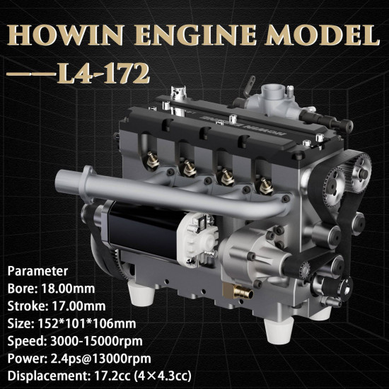 howin l4-172 17.2cc sohc inline 4 cylinder four stroke 15000 rpm nitro rc engine