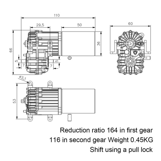 jdm-135 1/14 high-torque planetary gearbox model for rc vehicle modification (finished version)