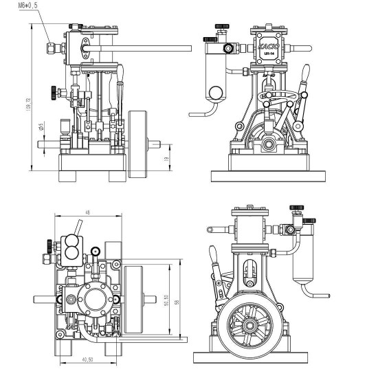 kacio ls1-14 inline single cylinder reciprocating steam engine piston engines model for 60cm+ boat ship (without boiler)