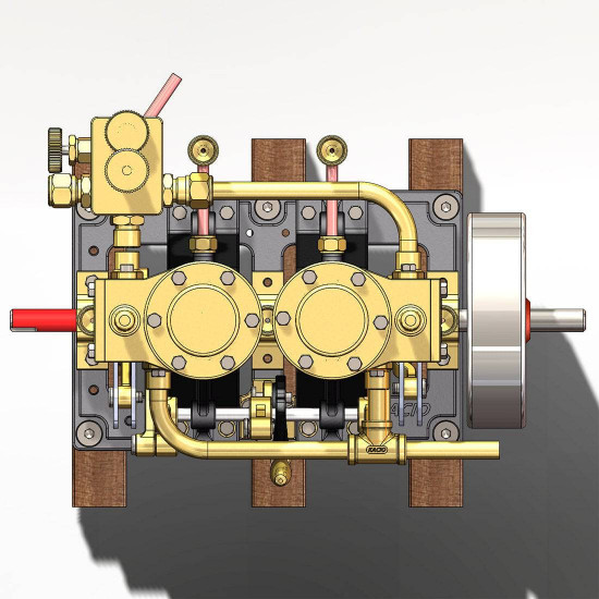 kacio ls2-14 two cylinders reciprocating retro twin steam engine model for 80cm+ boat ship (without boiler)