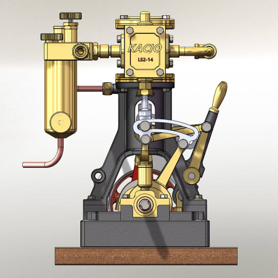 kacio ls2-14 two cylinders reciprocating retro twin steam engine model for 80cm+ boat ship (without boiler)