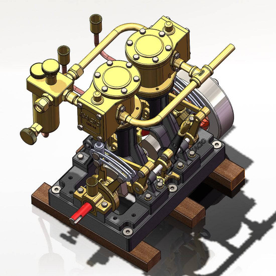 kacio ls2-14 two cylinders reciprocating retro twin steam engine model for 80cm+ boat ship (without boiler)