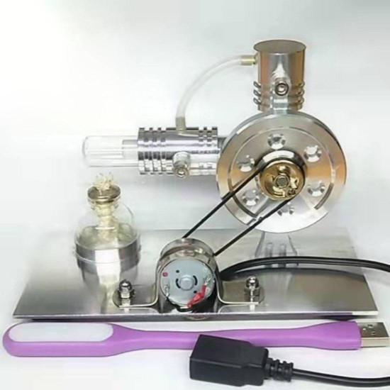 l-shape single cylinder stirling engine model with night light