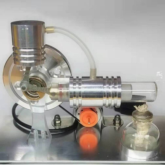 l-shape single cylinder stirling engine model with night light