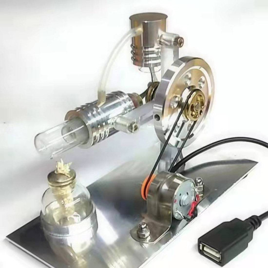 l-shape single cylinder stirling engine model with night light