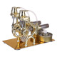 l-type golden twp cylinders stirling engine generator model with led diode and bulb science experiment toy