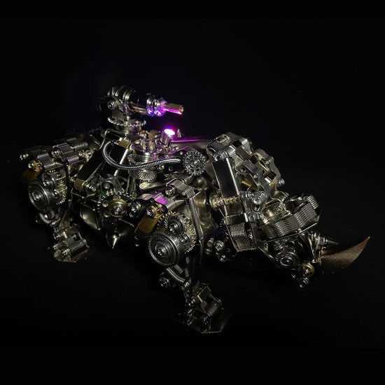 mechanical 3d diy metal rhino puzzle assembly model 700+pcs