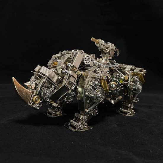 mechanical 3d diy metal rhino puzzle assembly model 700+pcs