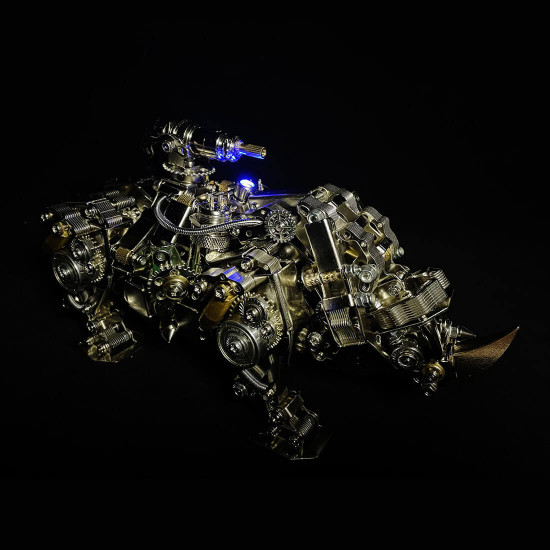 mechanical 3d diy metal rhino puzzle assembly model 700+pcs