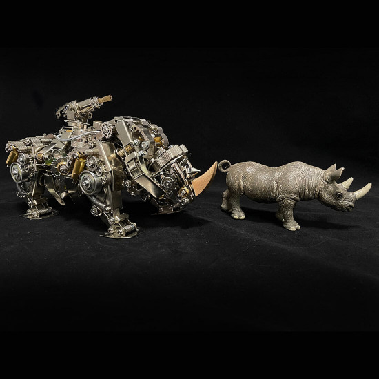 mechanical 3d diy metal rhino puzzle assembly model 700+pcs