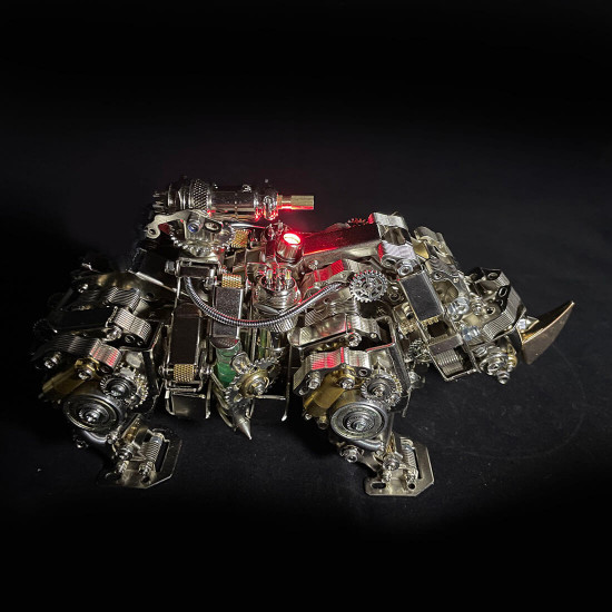 mechanical 3d diy metal rhino puzzle assembly model 700+pcs