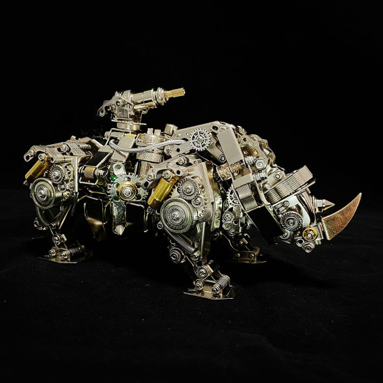 mechanical 3d diy metal rhino puzzle assembly model 700+pcs