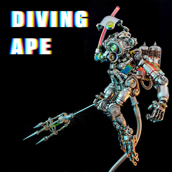 3d metal diving ape difficult puzzle model building kits 700+pcs