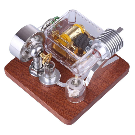 mechanical music box powered stirling engine model toy