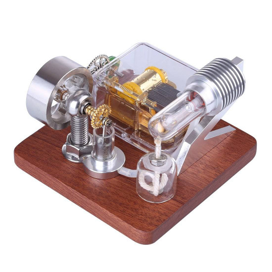 mechanical music box powered stirling engine model toy