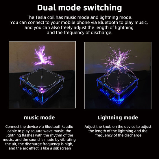 musicical tesla coil model with artificial lightning experimental technology desk toy