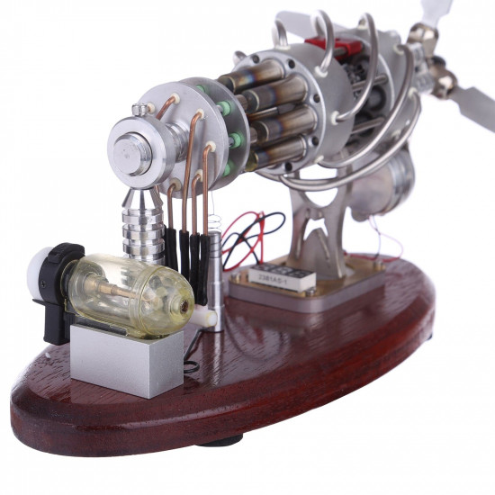 new 16 cylinder swash plate stirling engine butane generator upgrade model with digital display voltage meter