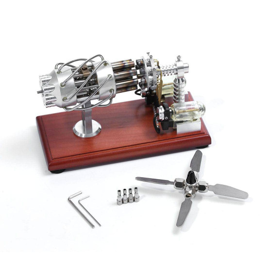 newest version 16 cylinder dual fuel bottle hot air motor generator creative stirling engine model toy