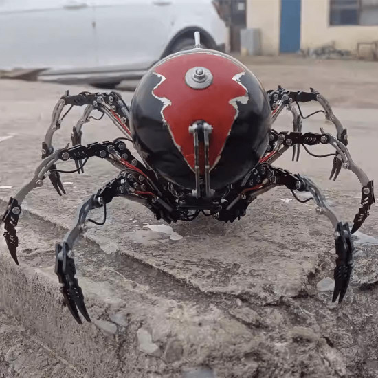 post-apocalyptic destroyed big black spider 3d diy assembly model kits