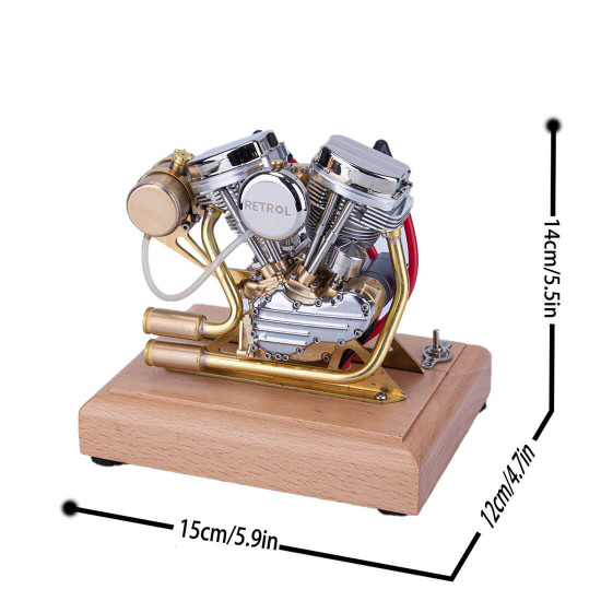 retrol 4.2cc ohv v-twin v2 four-stroke gasoline engine model ready to run