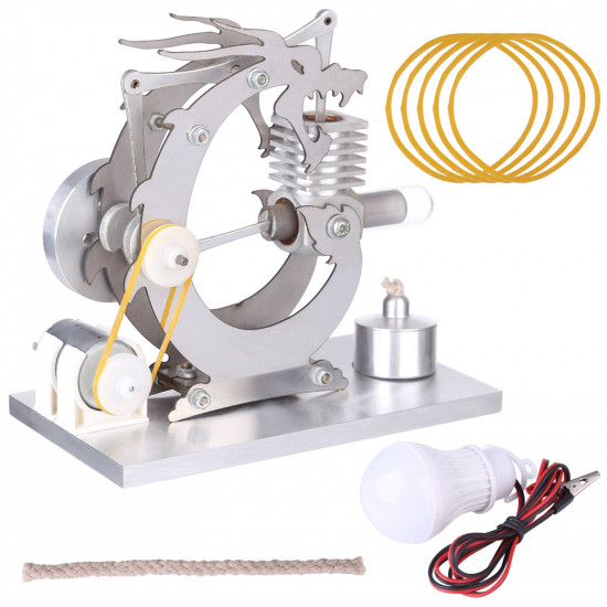 roaring black dragon single cylinder stirling engine generator model science experiment toys gif