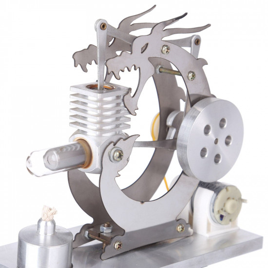 roaring black dragon single cylinder stirling engine generator model science experiment toys gif