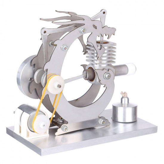 roaring black dragon single cylinder stirling engine generator model science experiment toys gif