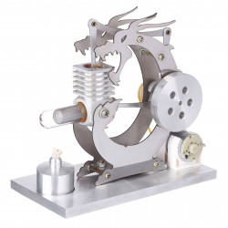 roaring black dragon single cylinder stirling engine generator model science experiment toys gif