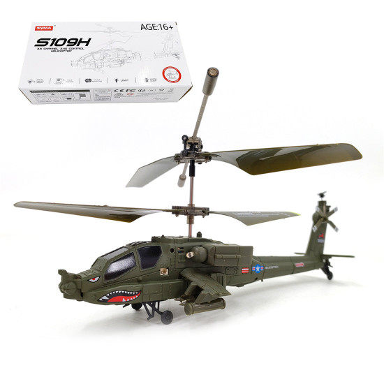 s109h  2.4g rc 3ch apache rc helicopter dual-prop gyro stabilized airplane model with bright night navigation lights -rtf version