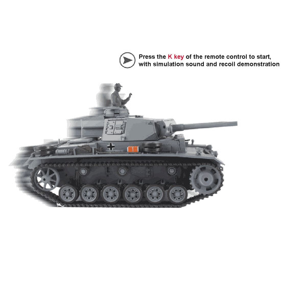 simulated 1:16 german iii l tank 2.4g remote control model military tank