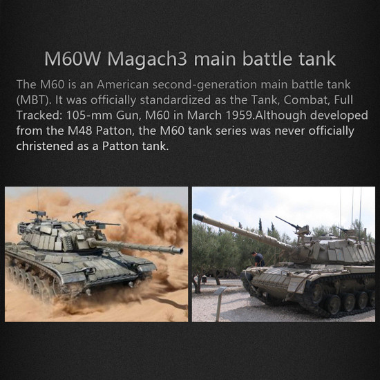 simulative israeli m60w era magach 3 rc tank military toy 1/16 2.4g