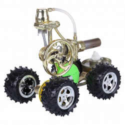 single cylinder hot air stirling engine powered electric car with led light