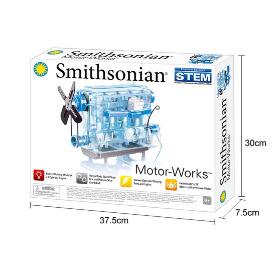 smithsonian diy l4 4 cylinder inline 4 car engine assembly model kit stem science toy blue