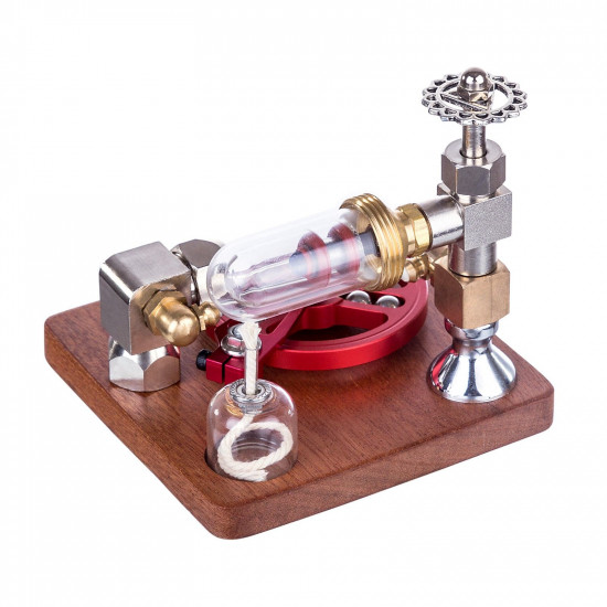 speed-controlled single cylinder stirling engine with regulator free piston external combustion engine - red