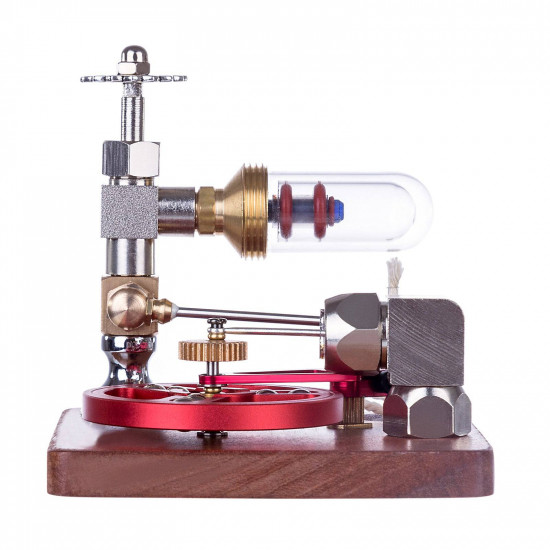 speed-controlled single cylinder stirling engine with regulator free piston external combustion engine - red