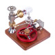 speed-controlled single cylinder stirling engine with regulator free piston external combustion engine - red