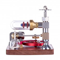 speed-controlled single cylinder stirling engine with regulator free piston external combustion engine - red