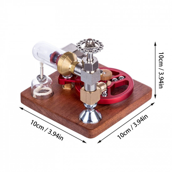 speed-controlled single cylinder stirling engine with regulator free piston external combustion engine - red