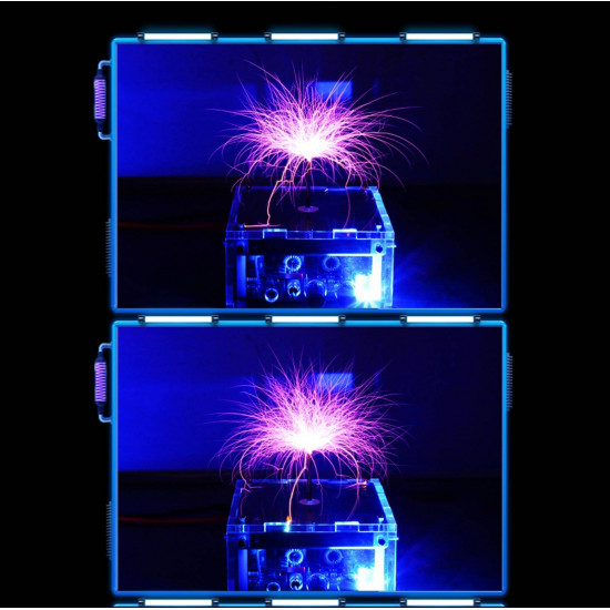 stark flat tesla coil musical flash lightning storm creating high voltage discharge experimental toy