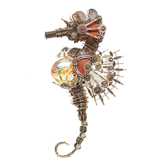 steampunk seahorse model kits for adults firework lamp 2100pcs