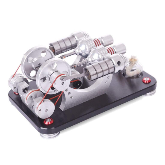 stirling engine kit micro metal double-cylinder parallel bootable external combustion engine model